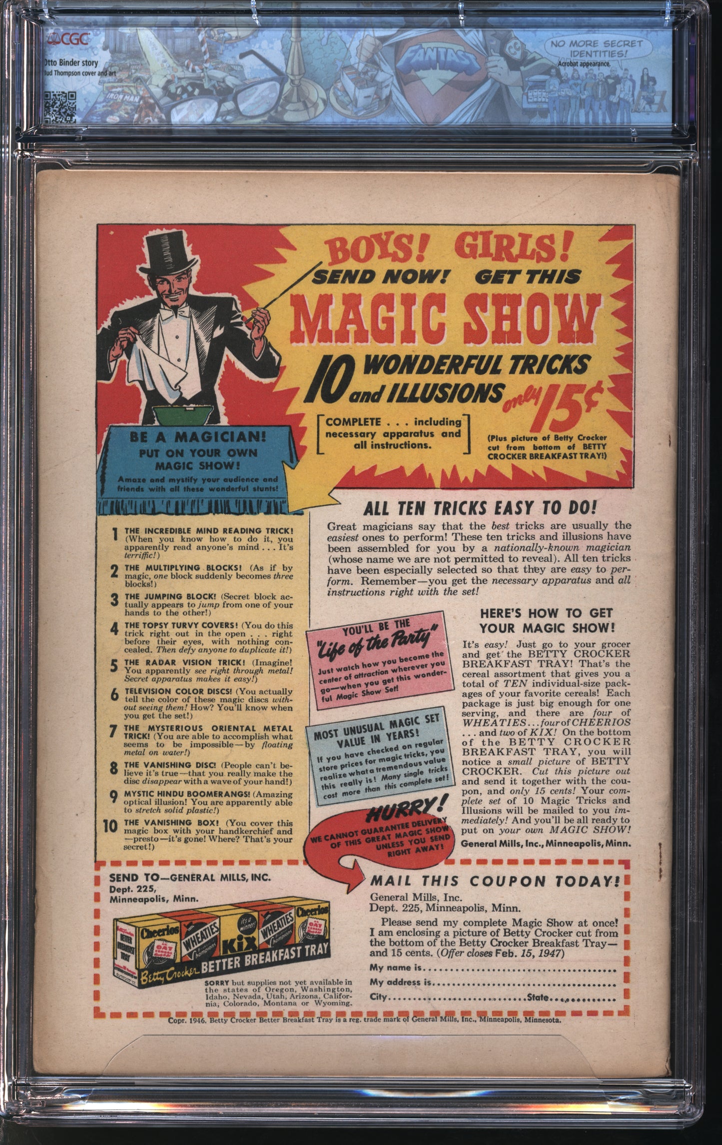Fawcett Pub. Captain Marvel Jr. #45 12/46 FANTAST CGC 6.0 Off-White Pages