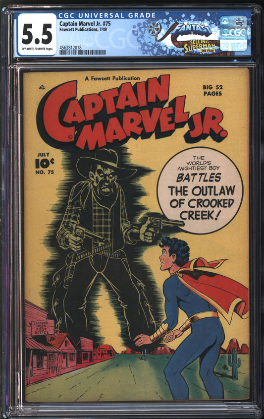 Fawcett Pub. Captain Marvel Jr. #75 7/49 FANTAST CGC 5.5 Off-White to White Pages