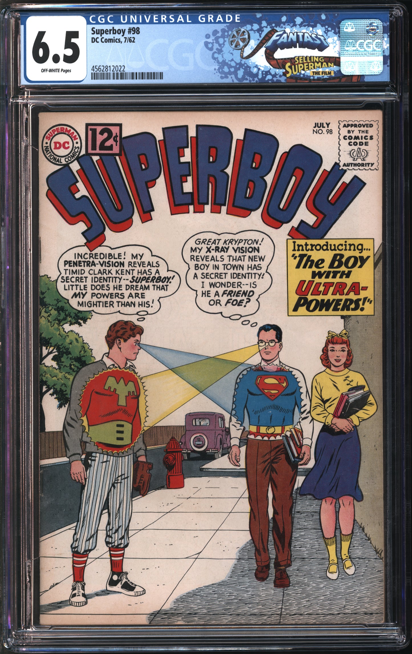 D.C. Comics Superboy #98 7/62 FANTAST CGC 6.5 Off-White Pages