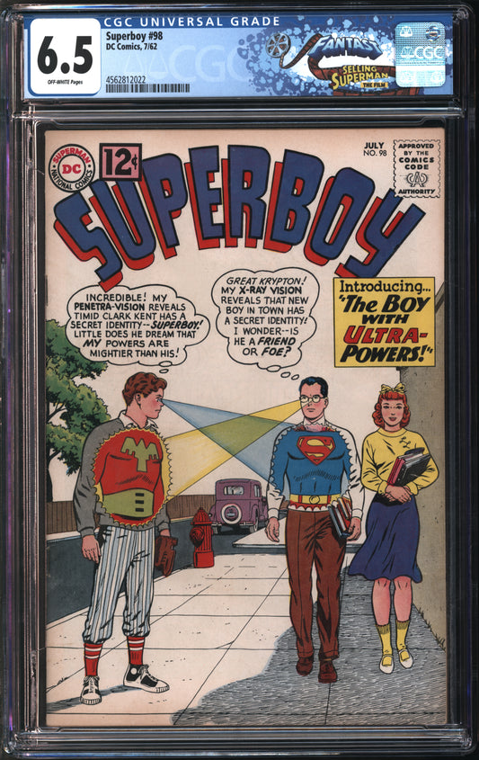 D.C. Comics Superboy #98 7/62 FANTAST CGC 6.5 Off-White Pages