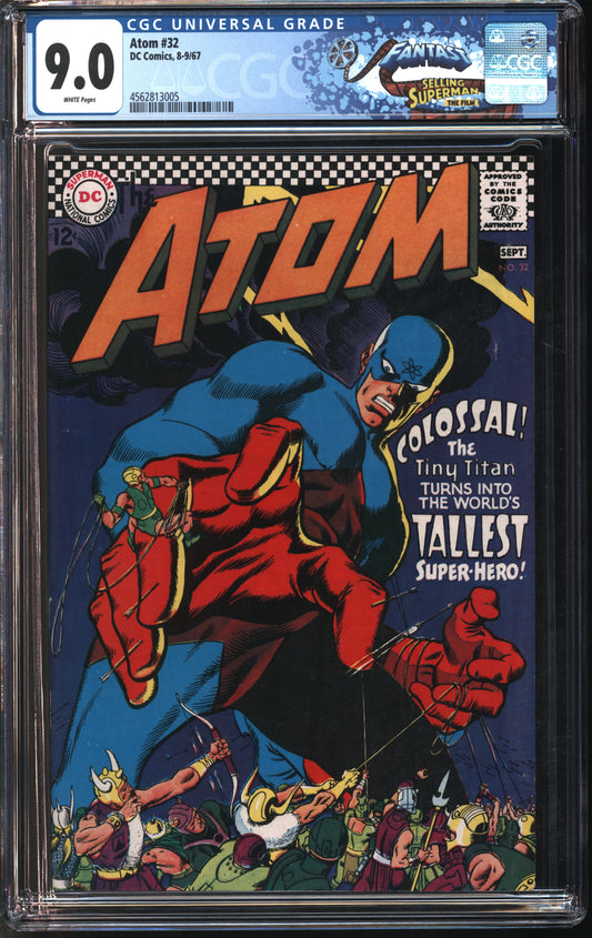 D.C. Comics Atom #32 8-9/67 FANTAST CGC 9.0 White Pages