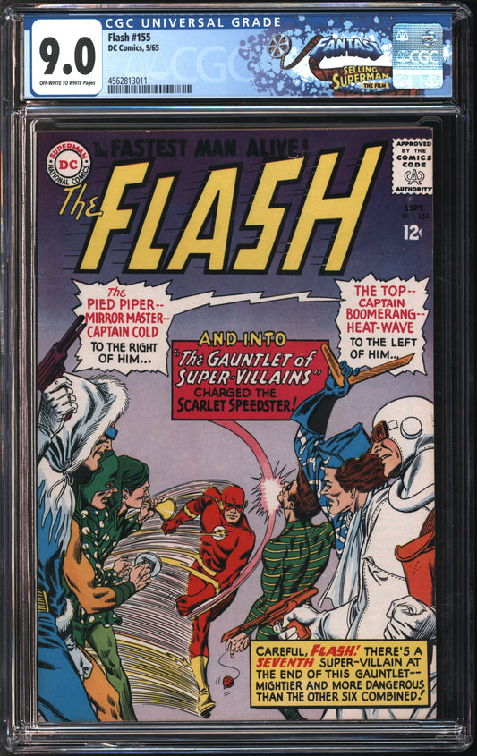D.C. Comics Flash #155 9/65 FANTAST CGC 9.0 Off-White to White Pages