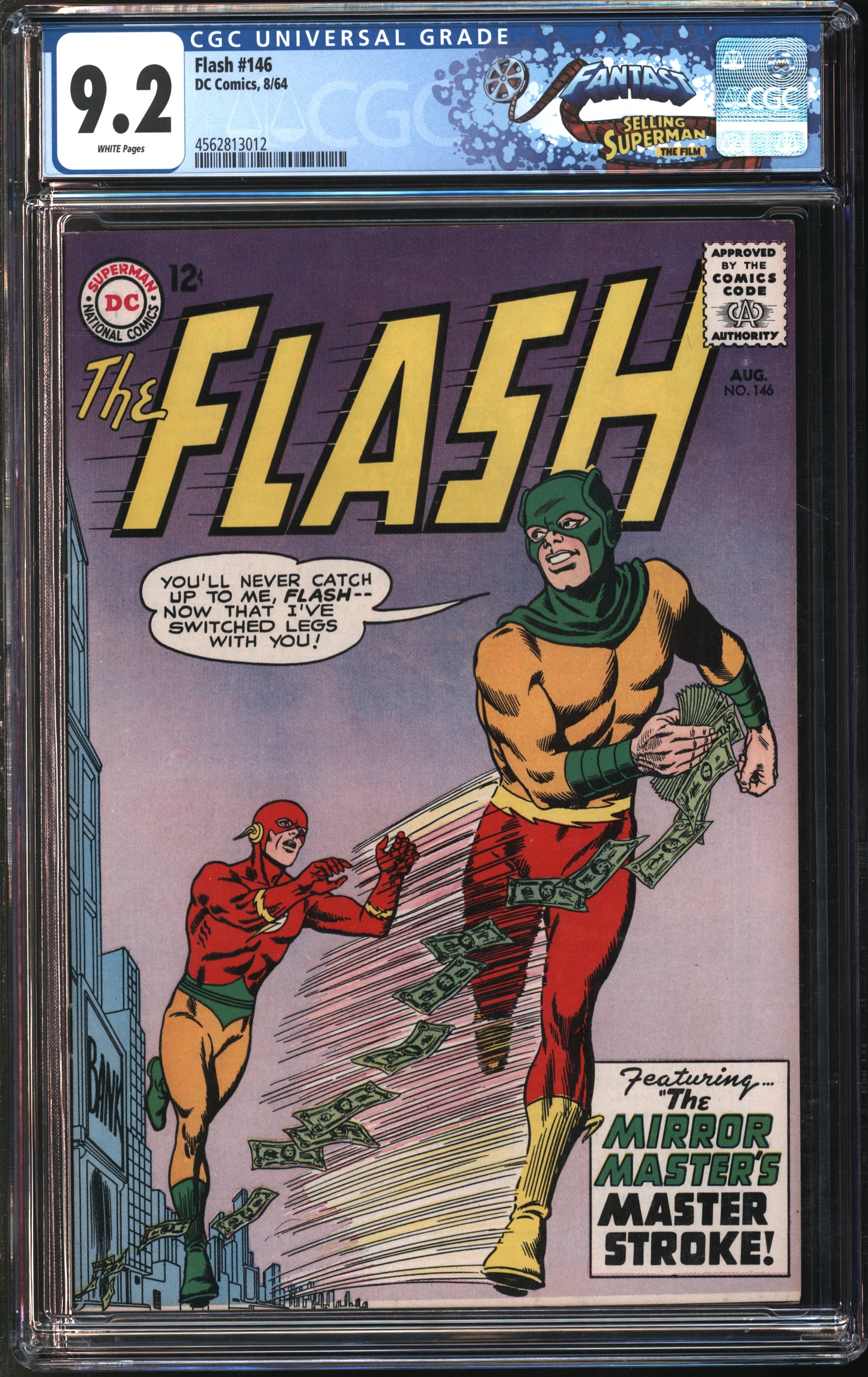 D.C. Comics Flash #146 8/64 FANTAST CGC 9.2 White Pages