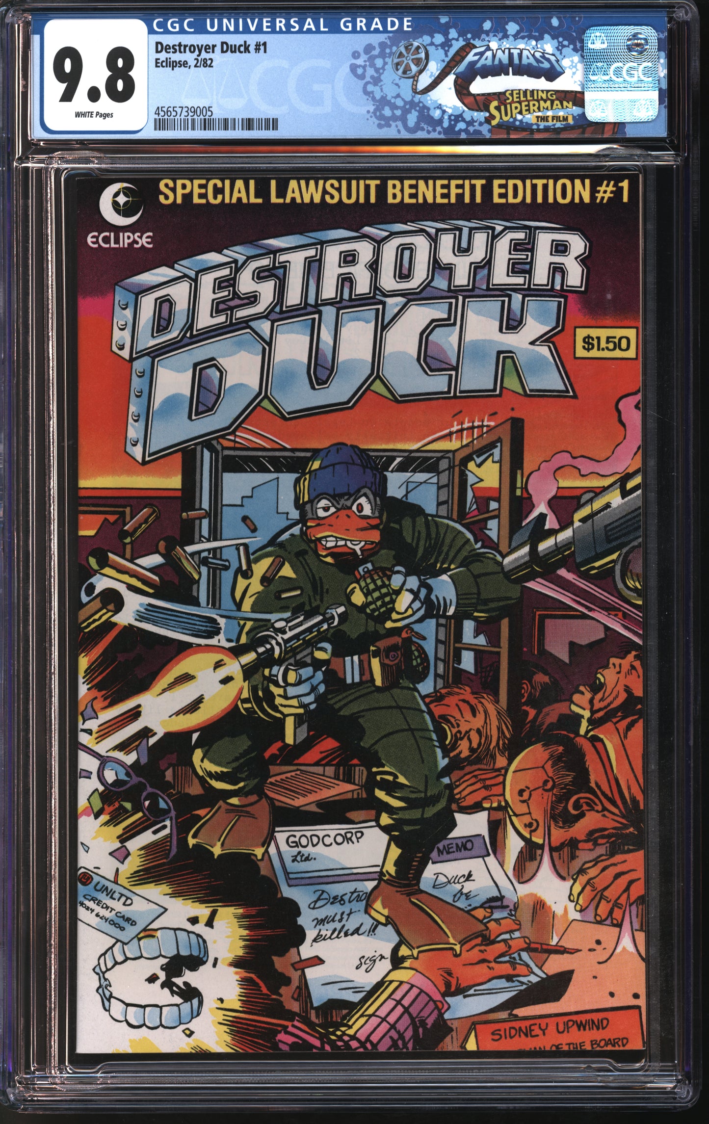 Eclipse Comics Destroyer Duck #1 2/82 FANTAST CGC 9.8 White Pages