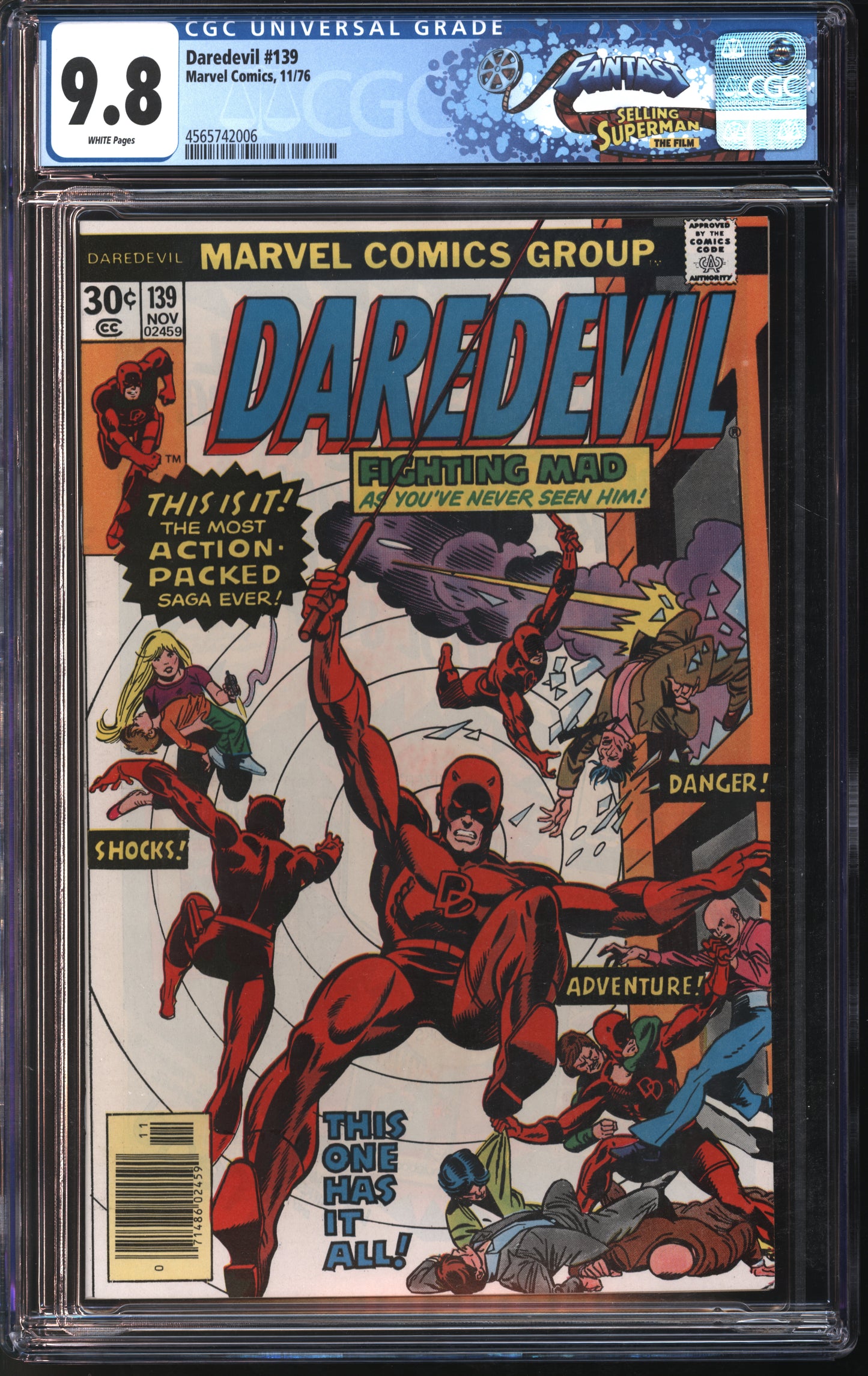 Marvel Comics Daredevil #139 11/76 FANTAST CGC 9.8 White Pages