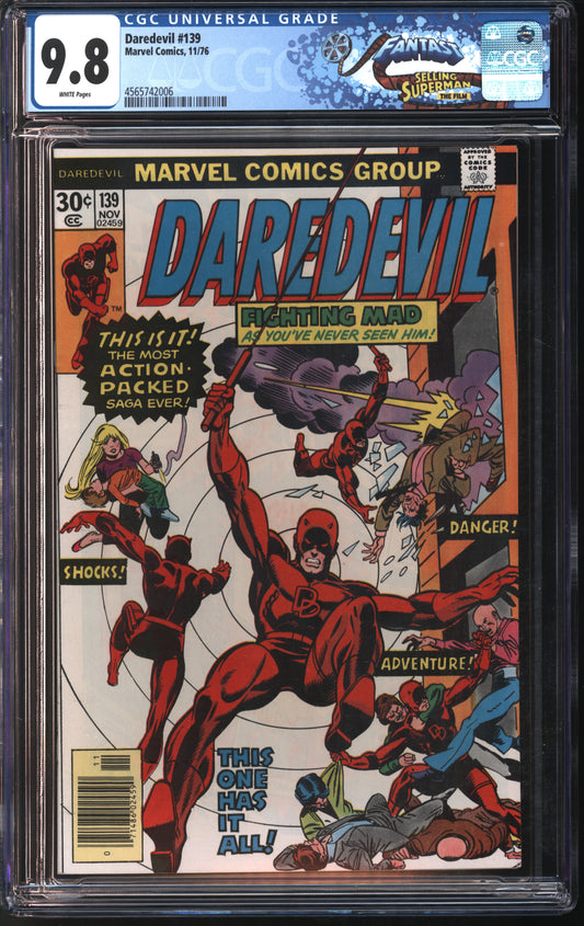 Marvel Comics Daredevil #139 11/76 FANTAST CGC 9.8 White Pages