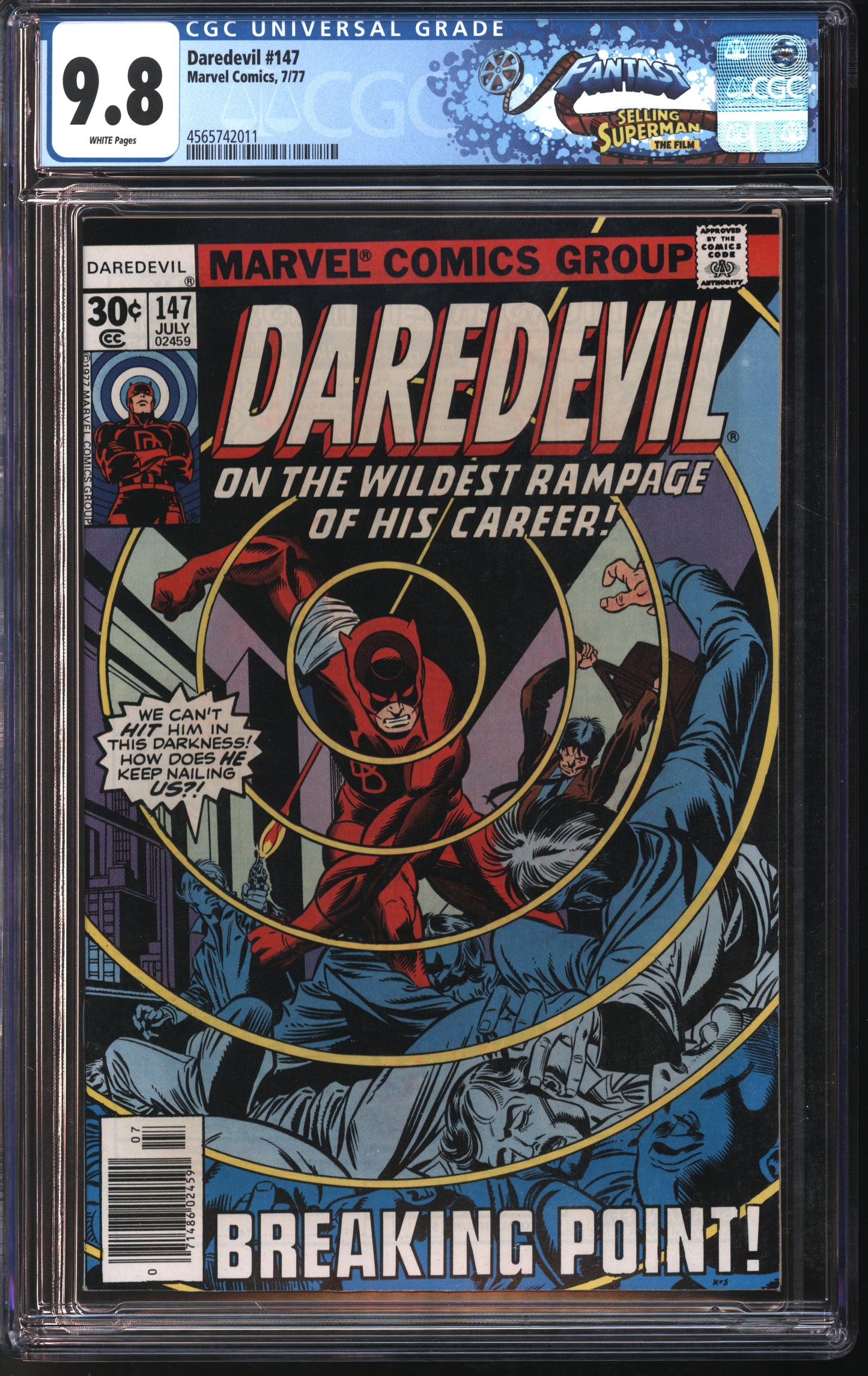 Marvel Comics Daredevil #147 7/77 FANTAST CGC 9.8 White Pages