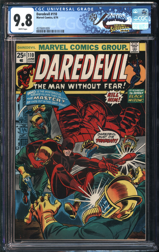 Marvel Comics Daredevil #110 6/74 FANTAST CGC 9.8 White Pages