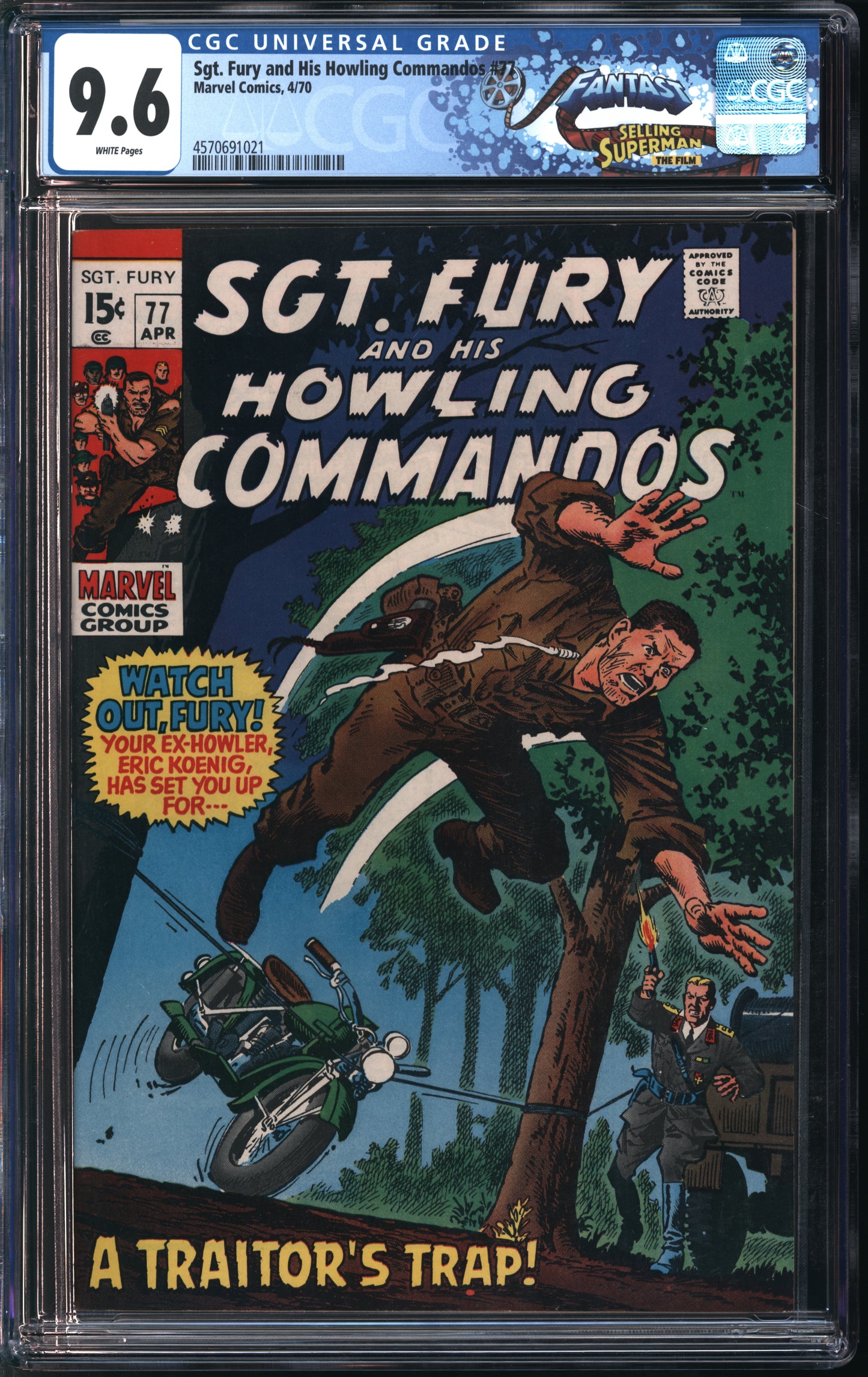 Marvel Comics Sgt. Fury and His Howling Commandos #77 4/70 FANTAST CGC 9.6 White Pages