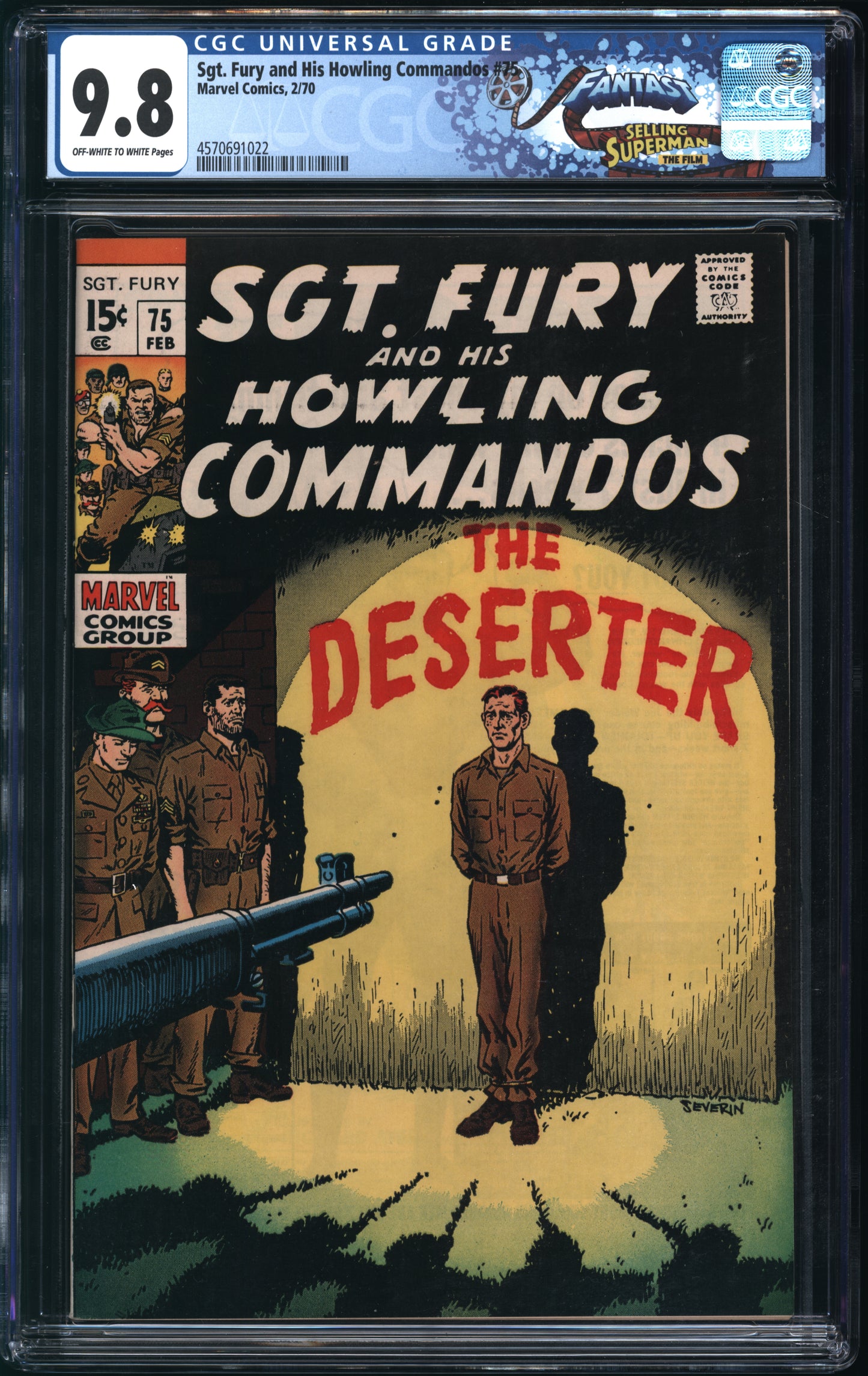 Marvel Comics Sgt. Fury and his Howling Commandos #75 2/70 FANTAST CGC 9.8 Off-White to White Pages