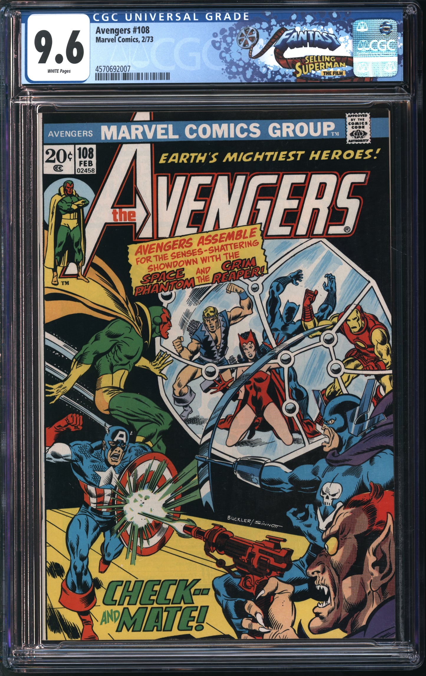 Marvel Comics Avengers #108 2/73 FANTAST CGC 9.6 White Pages