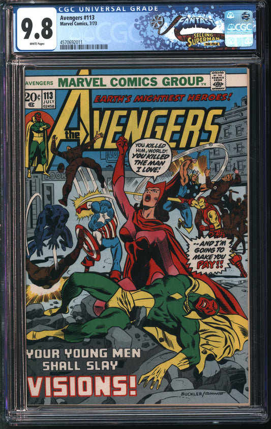 Marvel Comics Avengers #113 7/73 FANTAST CGC 9.8 White Pages