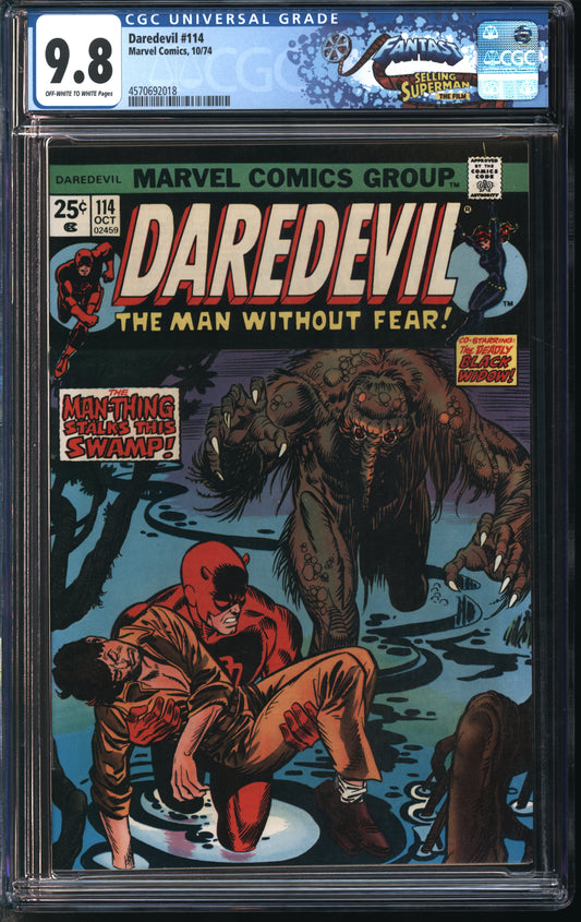 Marvel Comics Daredevil #114 10/74 FANTAST CGC 9.8 Off-White to White Pages