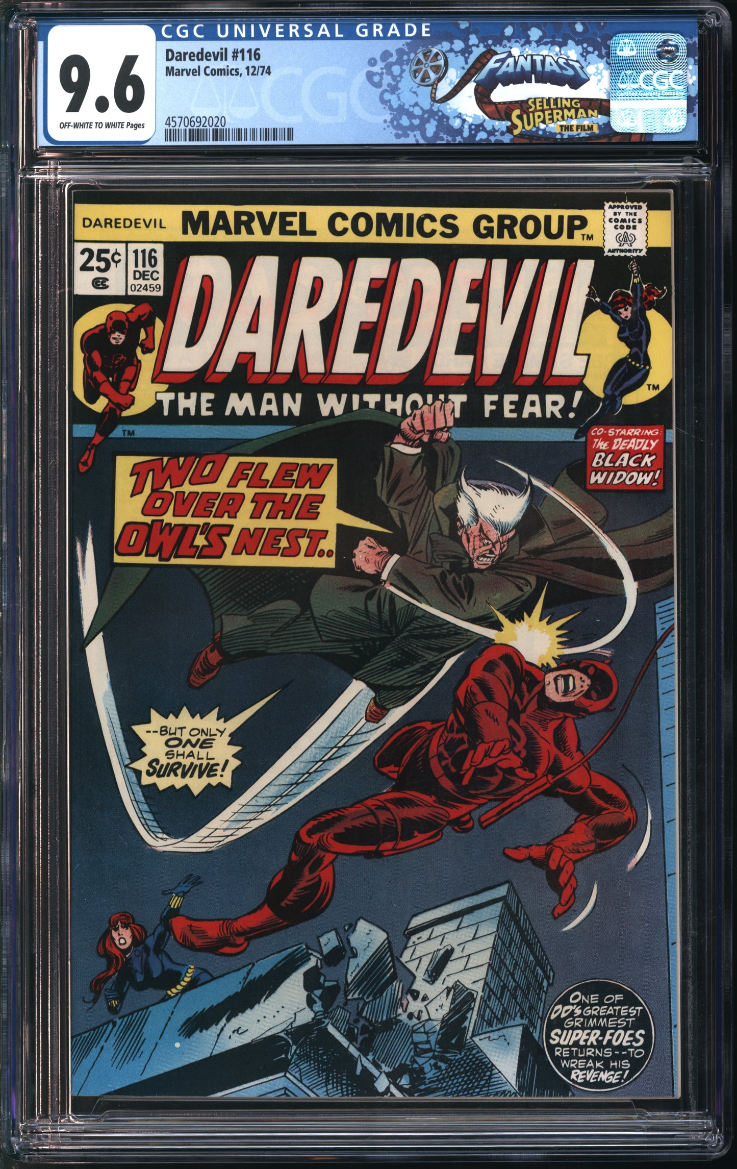 Marvel Comics Daredevil #116 12/74 FANTAST CGC 9.6 Off-White to White Pages