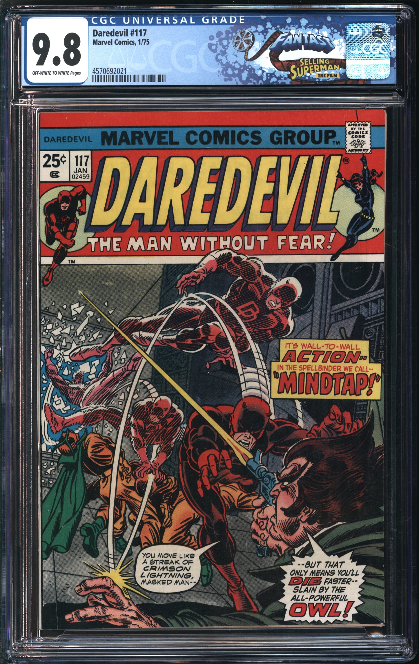 Marvel Comics Daredevil #117 1/75 FANTAST CGC 9.8 Off-White to White Pages