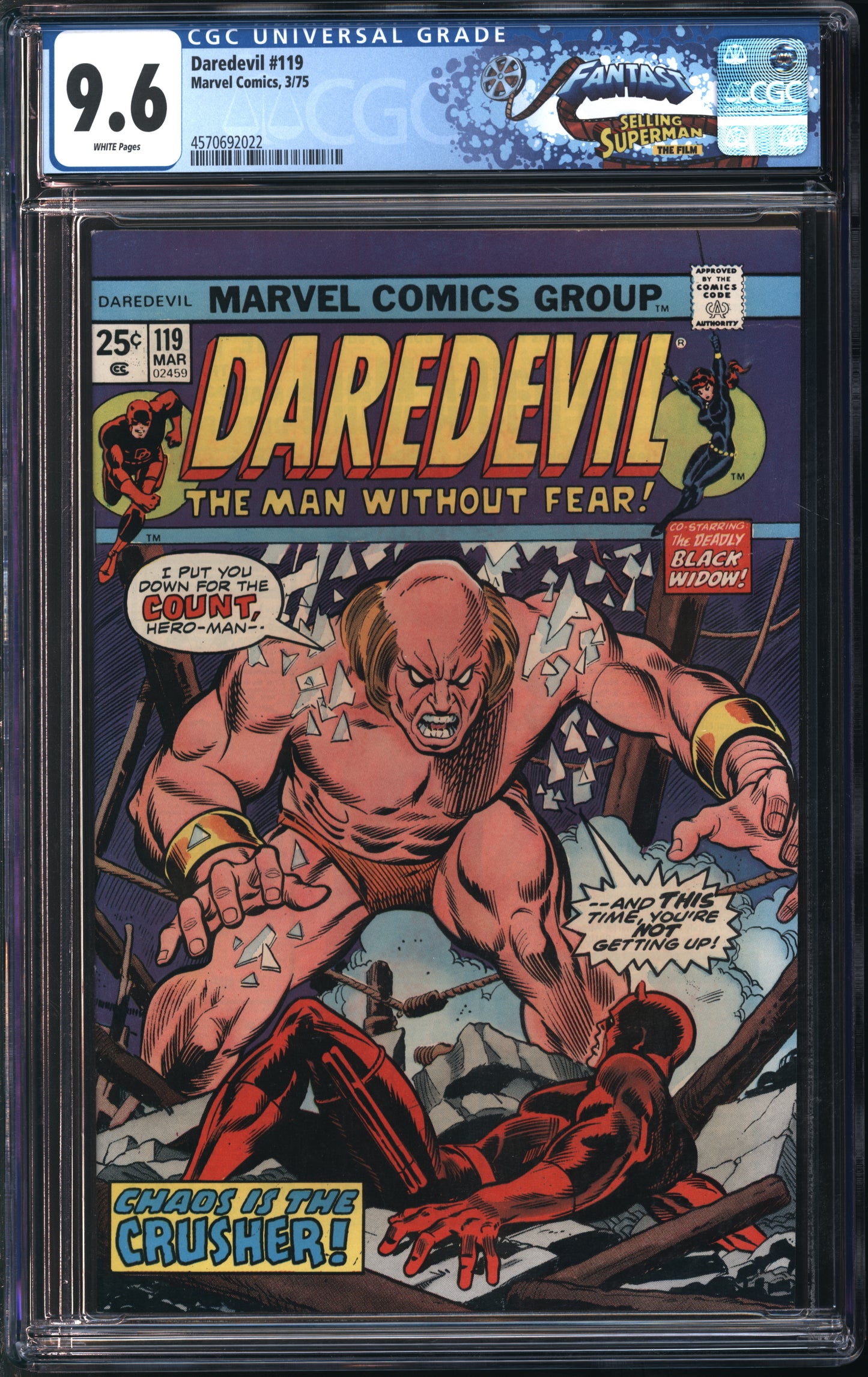 Marvel Comics Daredevil #119 3/75 FANTAST CGC 9.6 White Pages