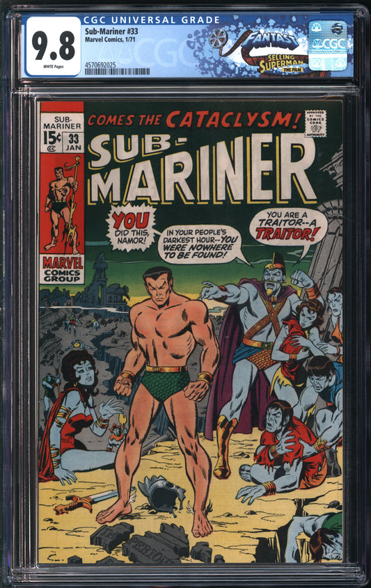 Marvel Comics Sub-Mariner #33 1/71 FANTAST CGC 9.8 White Pages