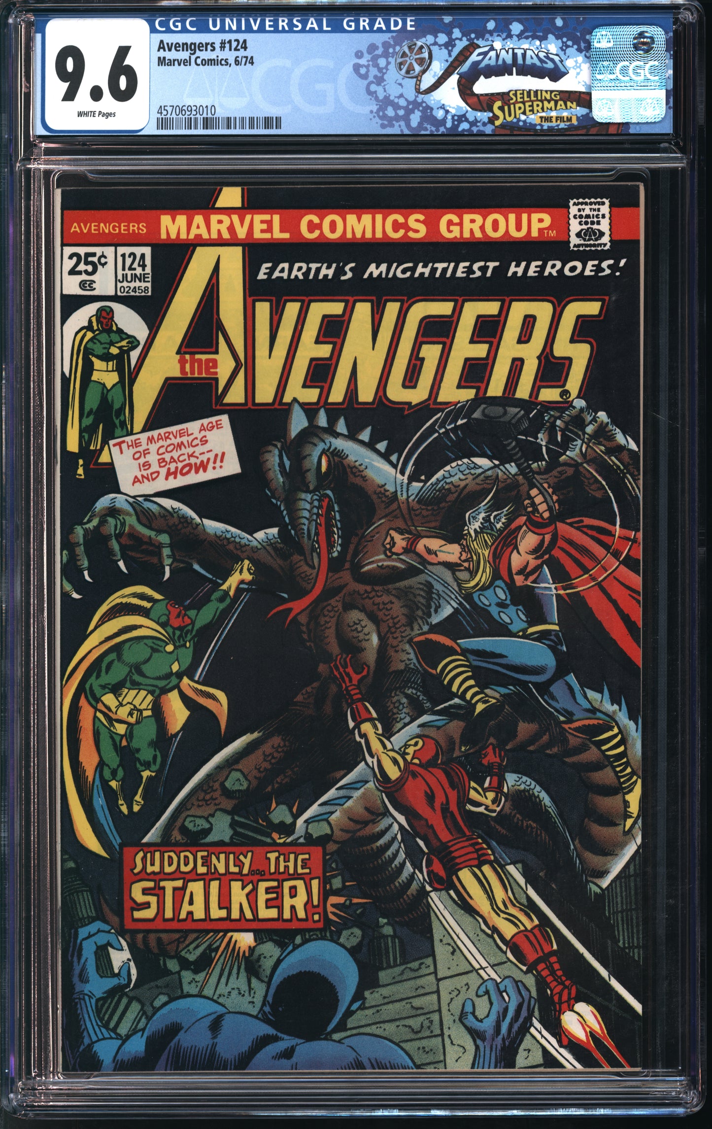 Marvel Comics Avengers #124 6/74 FANTAST CGC 9.6 White Pages