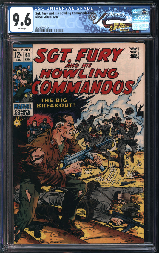 Marvel Comics Sgt. Fury and His Howling Commandos #61 12/68 FANTAST CGC 9.6 White Pages