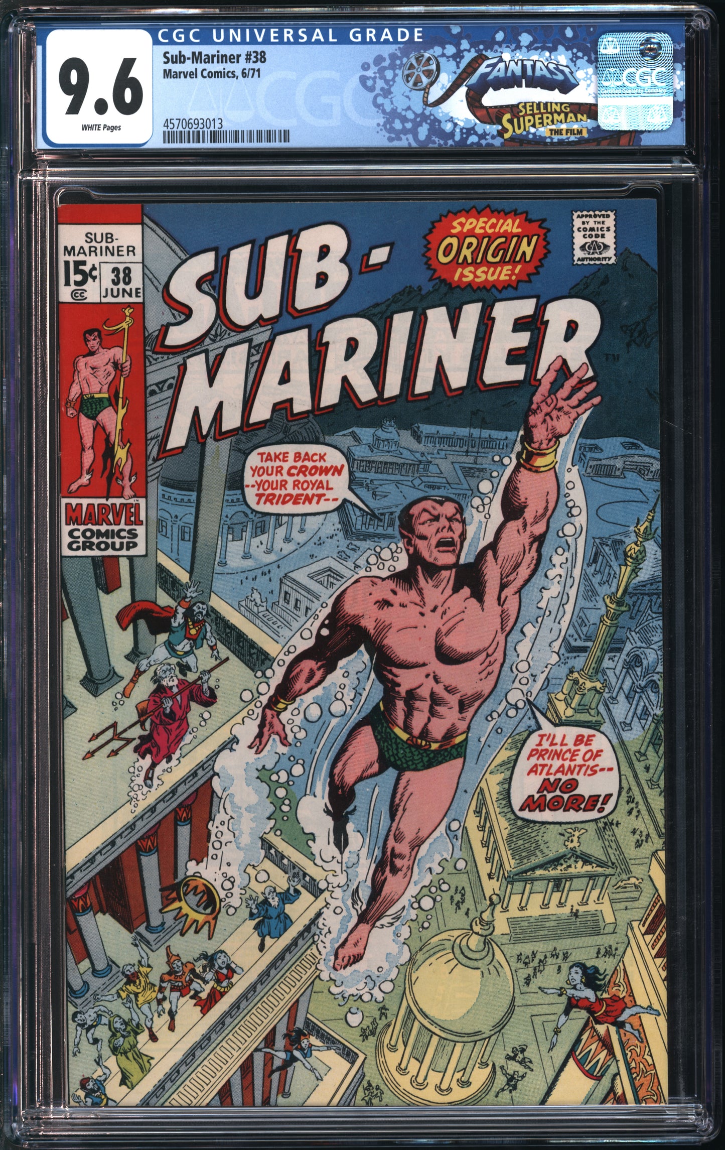 Marvel Comics Sub-Mariner #38 6/71 FANTAST CGC 9.6 White Pages