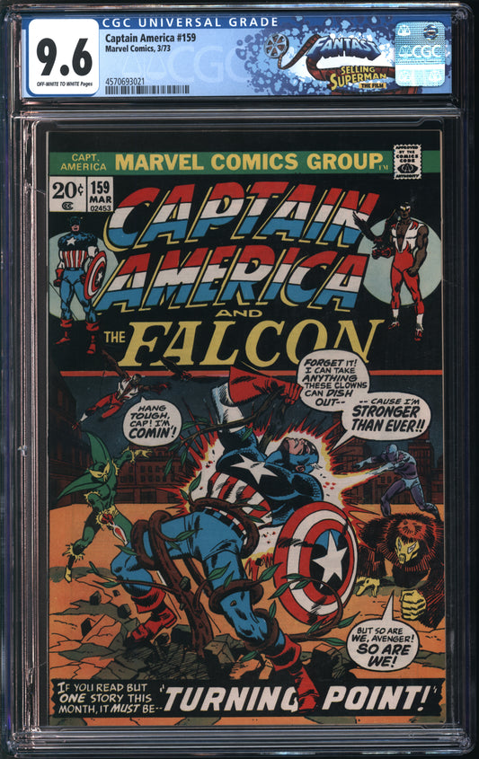 Marvel Comics Captain America #159 3/73 FANTAST CGC 9.6 Off-White to White Pages