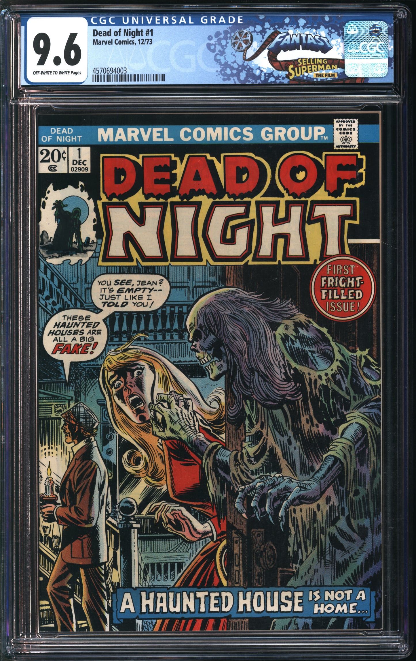 Marvel Comics Dead of Night #1 12/73 FANTAST CGC 9.6 Off-White to White Pages