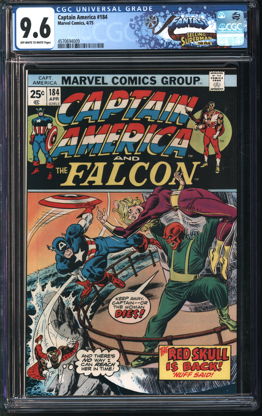 Marvel Comics Captain America #184 4/75 FANTAST CGC 9.6 Off-White to White Pages