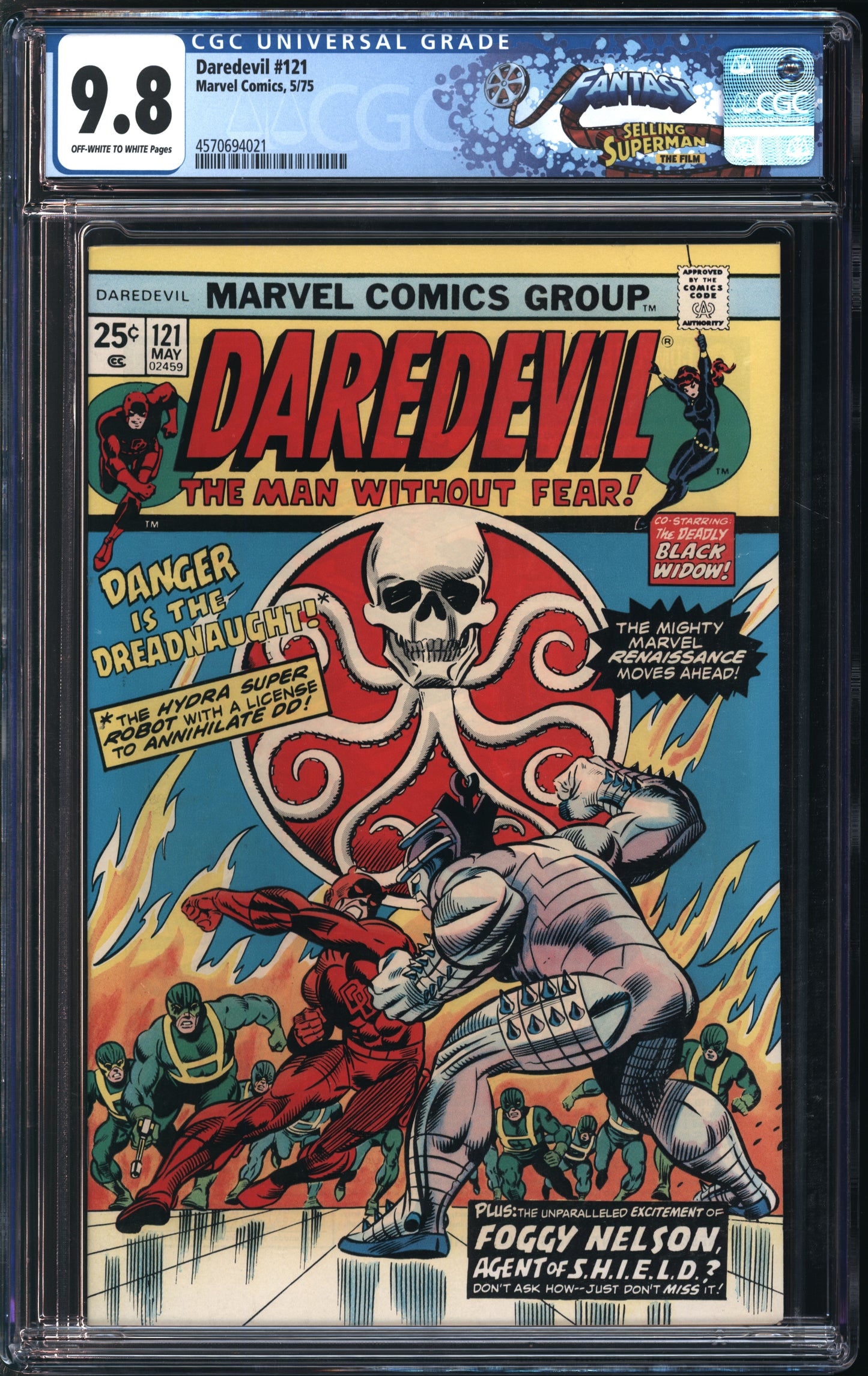 Marvel Comics Daredevil #121 5/75 FANTAST CGC 9.8 Off-White to White Pages