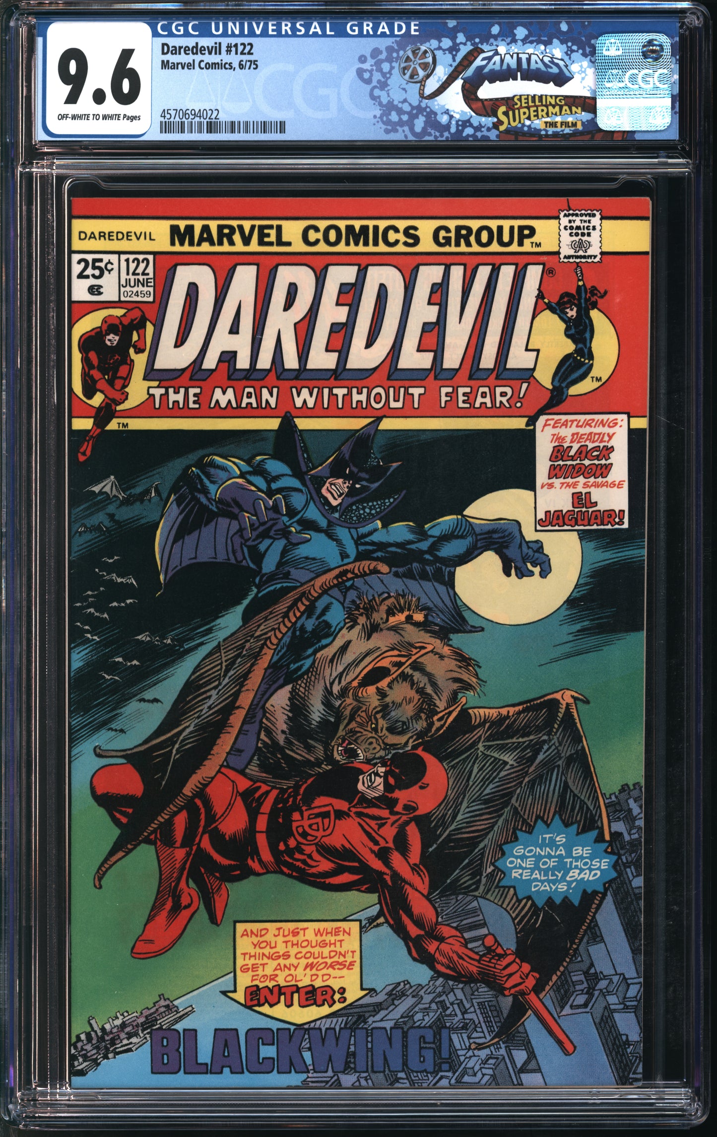 Marvel Comics Daredevil #122 6/75 FANTAST CGC 9.6 Off-White to White Pages