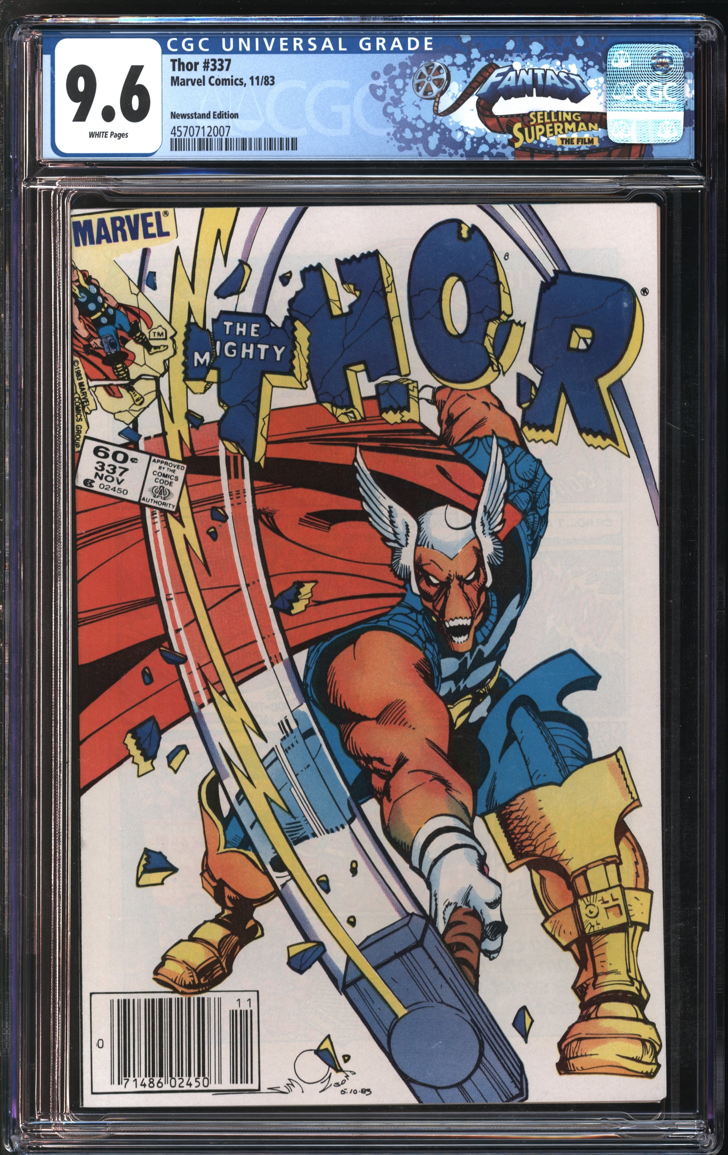 Marvel Comics Thor #337 11/83 FANTAST CGC NEWSSTAND 9.6 White Pages