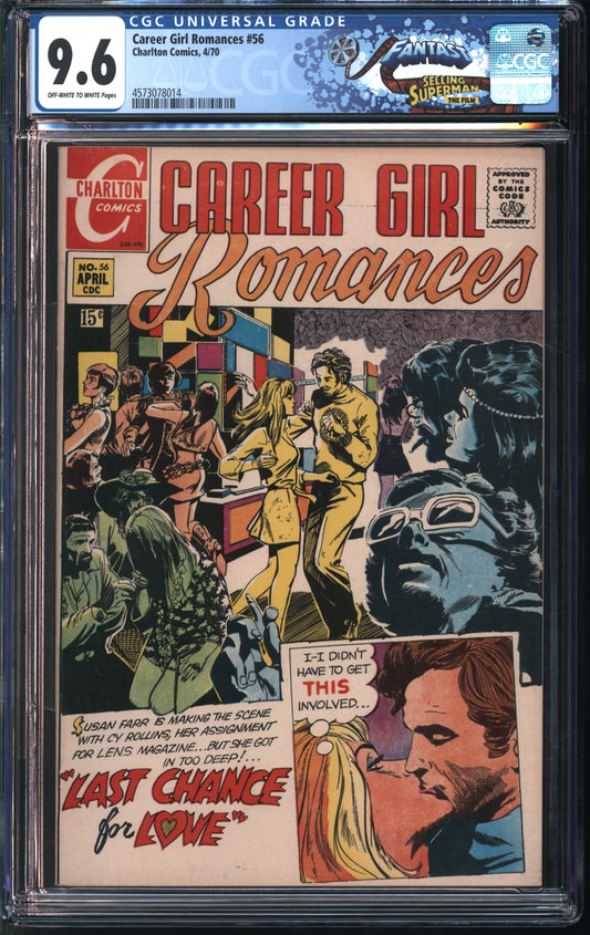 Charlton Comics Career Girl Romances #56 4/70 FANTAST CGC 9.6 Off-White to White Pages