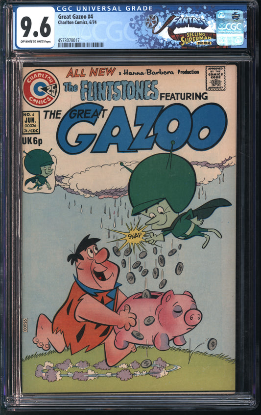 Charlton Comics Great Gazoo #4 6/74 CGC 9.6 Off-White to White Pages