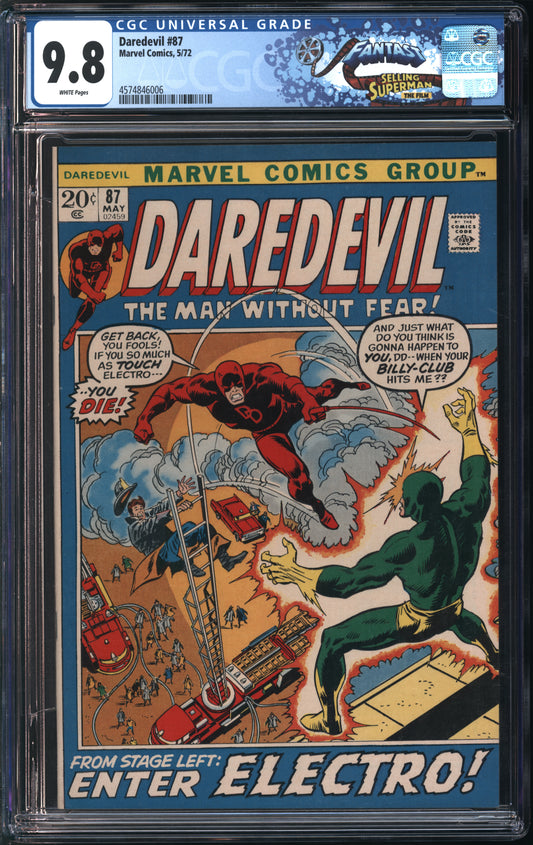 Marvel Comics Daredevil #87 5/72 FANTAST CGC 9.8 White Pages