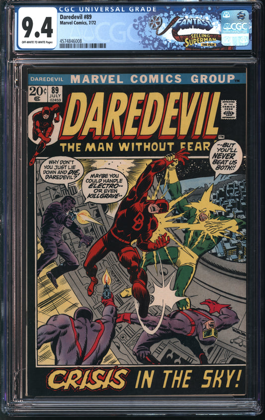 Marvel Comics Daredevil #89 7/72 FANTAST CGC 9.4 Off-White to White Pages
