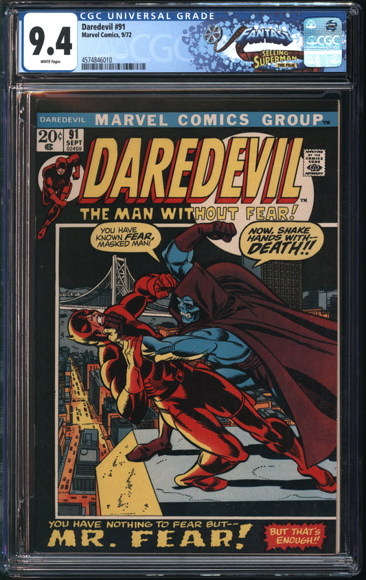 Marvel Comics Daredevil #91 9/72 FANTAST CGC 9.4 White Pages