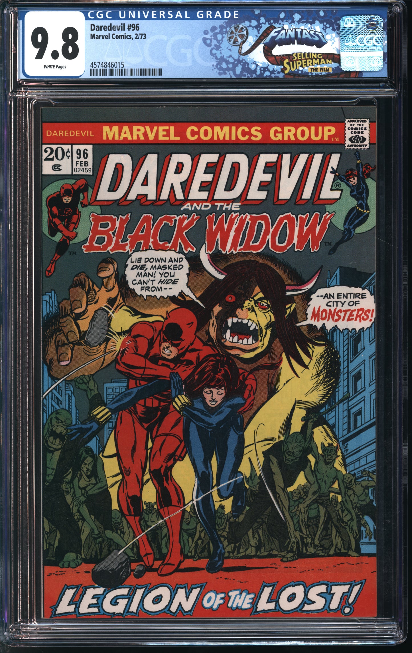 Marvel Comics Daredevil #96 2/73 FANTAST CGC 9.8 White Pages