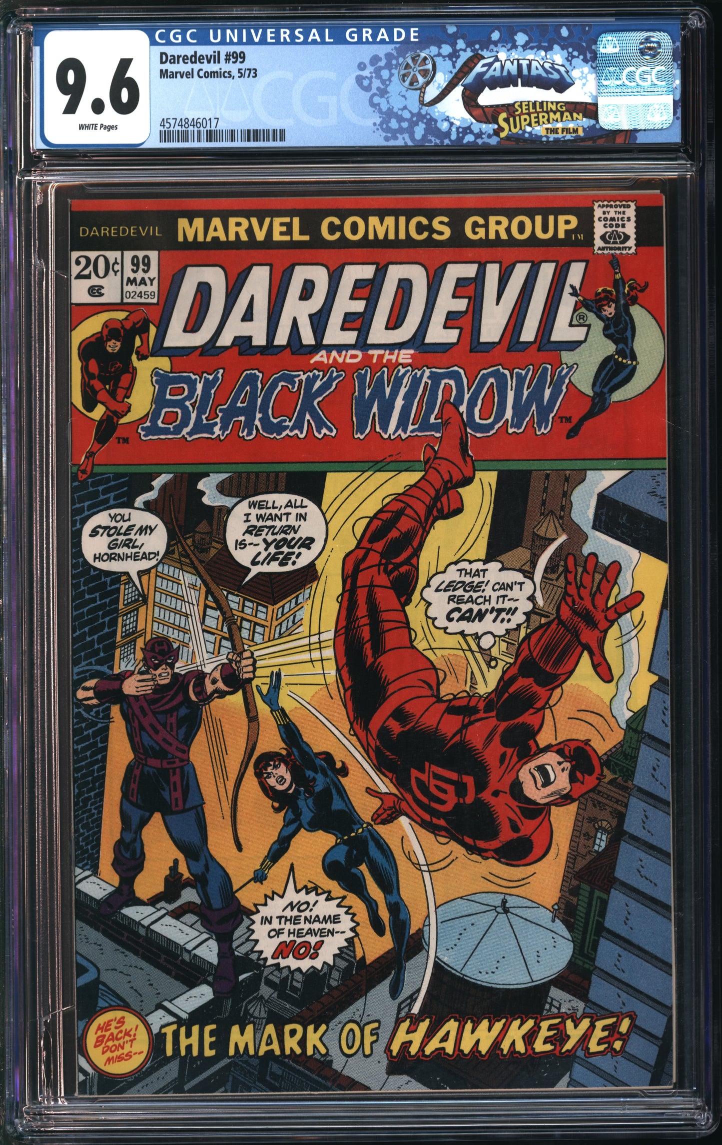 Marvel Comics Daredevil #99 5/73 FANTAST CGC 9.6 White Pages