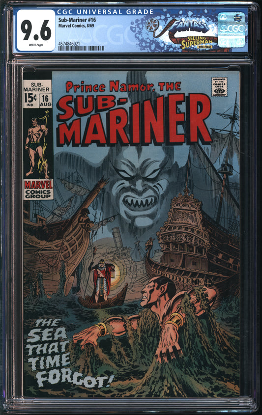 Marvel Comics Sub-Mariner #16 8/69 FANTAST CGC 9.6 White Pages