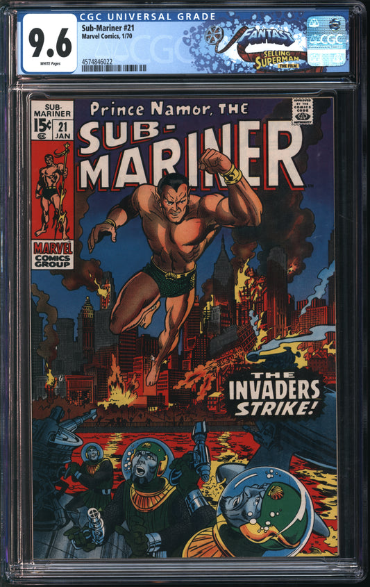 Marvel Comics Sub-Mariner #21 1/70 FANTAST CGC 9.6 White Pages