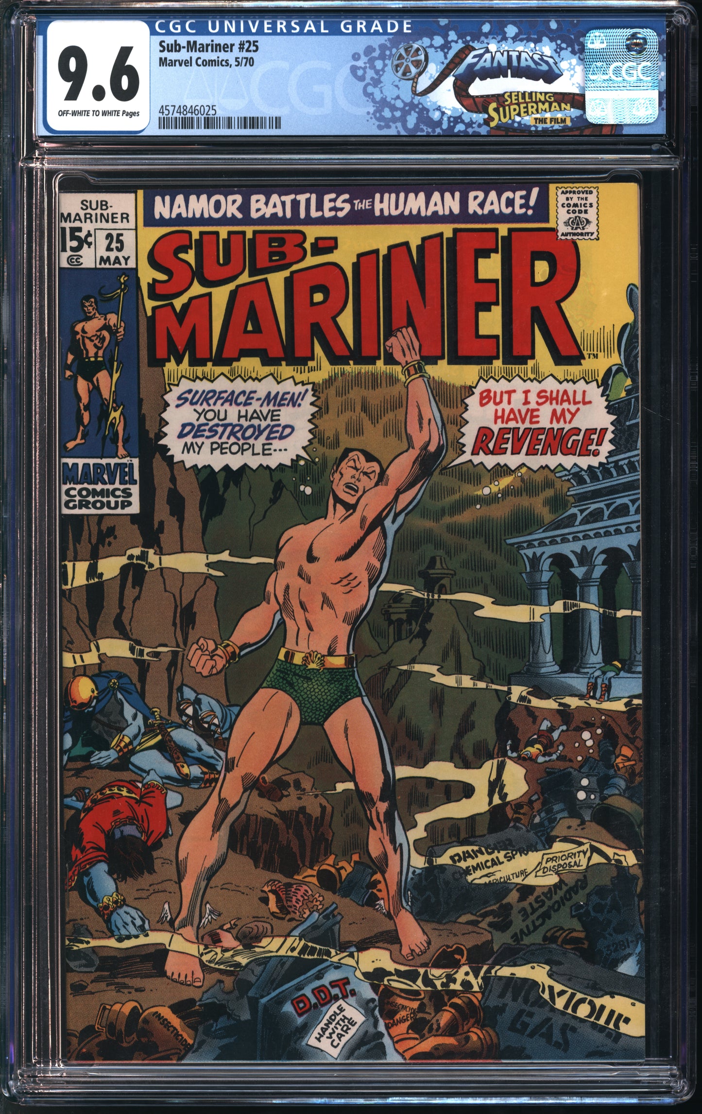 Marvel Comics Sub-Mariner #25 5/70 FANTAST CGC 9.6 Off-White to White Pages