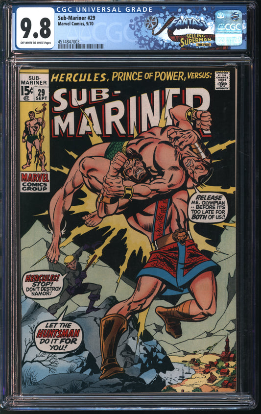 Marvel Comics Sub-Mariner #29 9/70 FANTAST CGC 9.8 White Pages