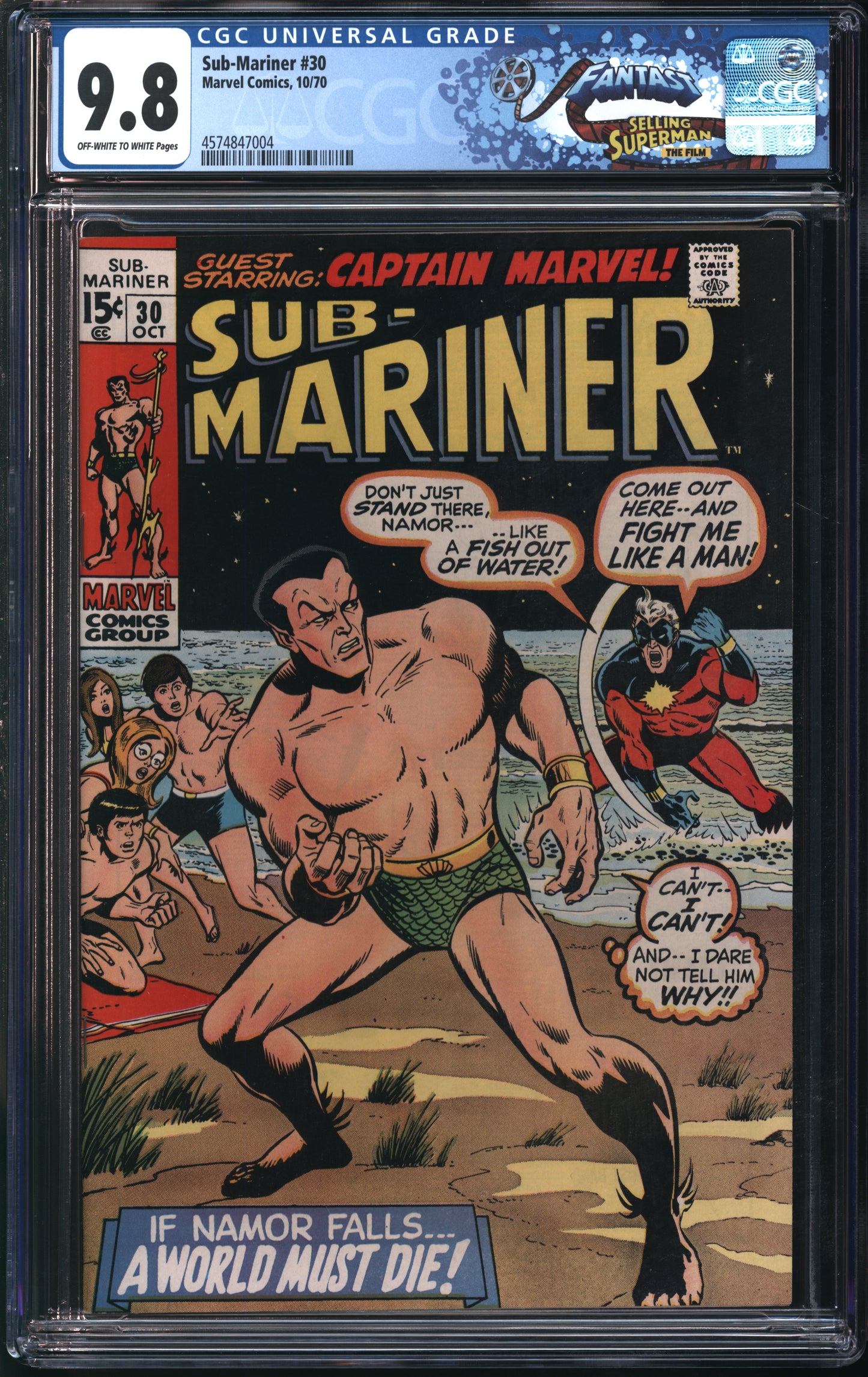 Marvel Comics Sub-Mariner #30 10/70 FANTAST CGC 9.8 Off-White to White Pages