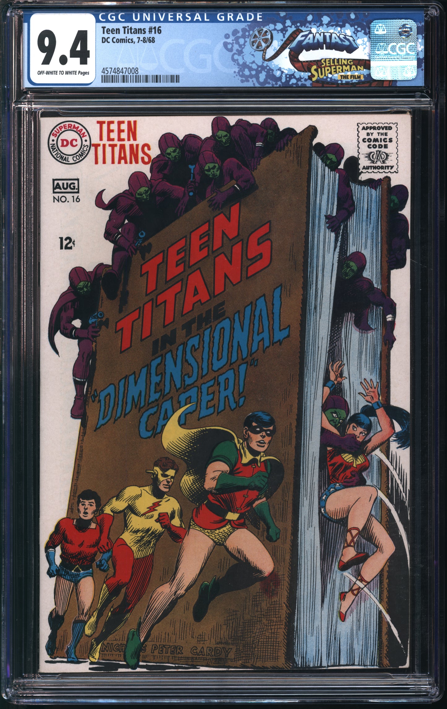 D.C. Comics Teen Titans #16 7-8/68 FANTAST CGC 9.4 Off-White to White Pages