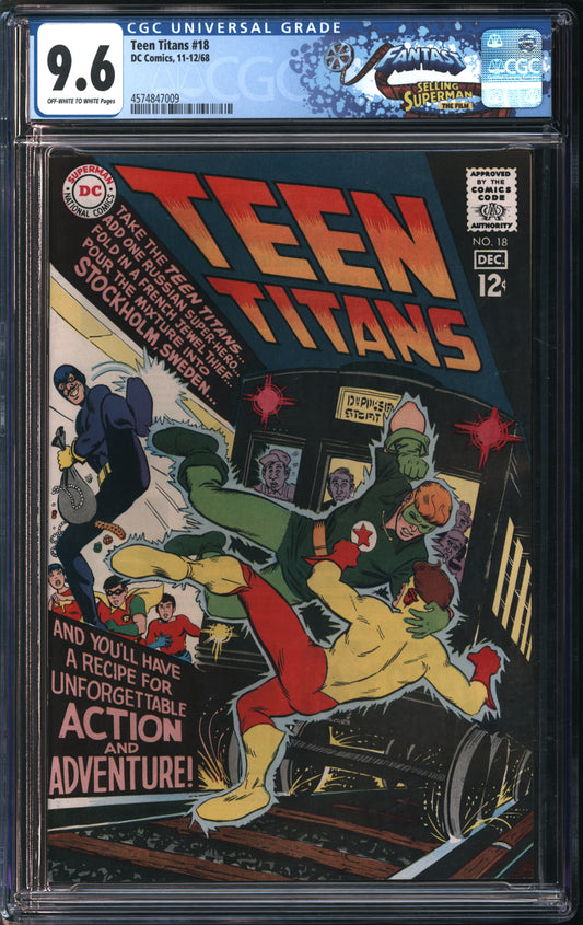D.C. Comics Teen Titans #18 11-12/68 FANTAST CGC 9.6 Off-White to White Pages