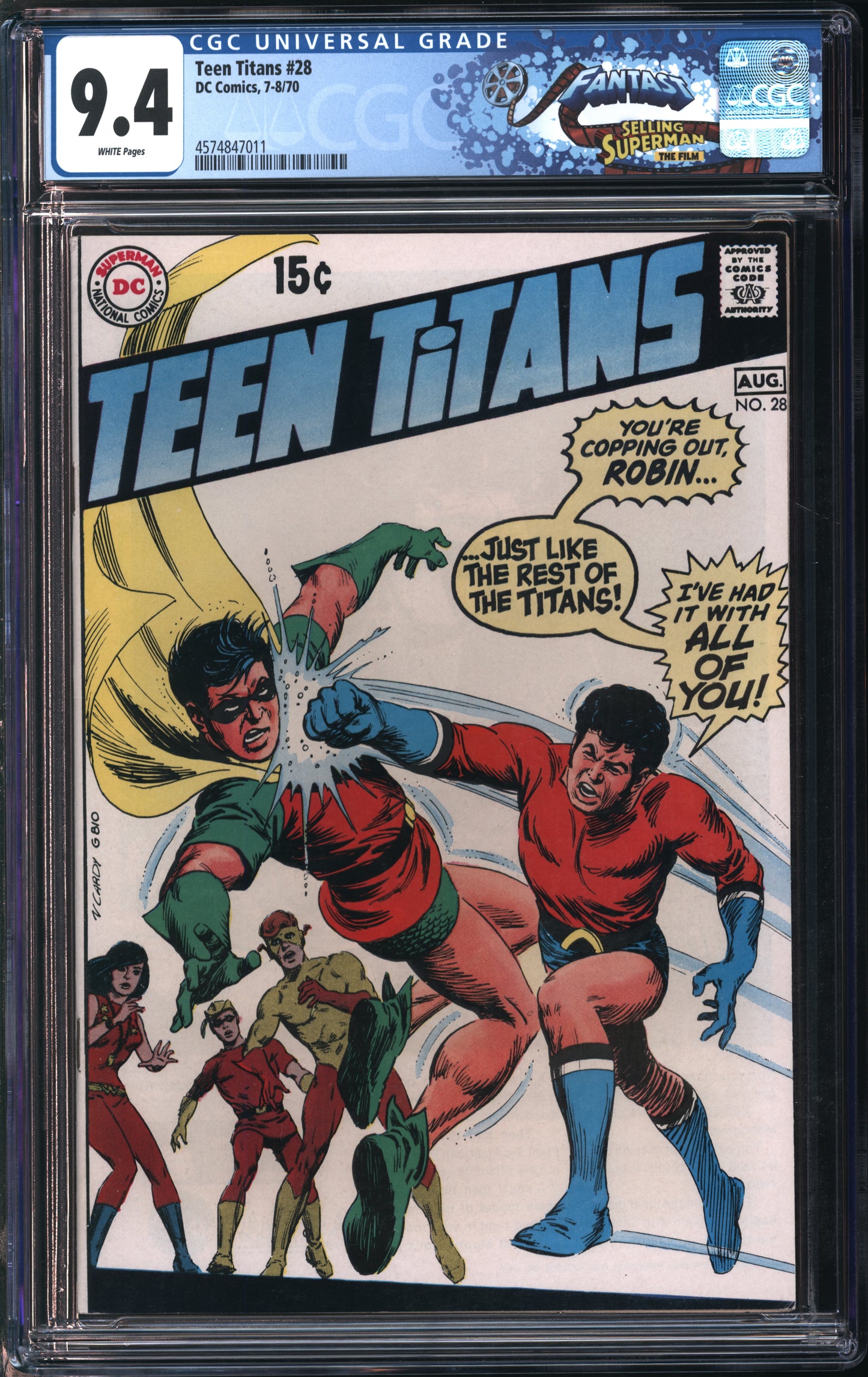 D.C. Comics Teen Titans #28 7-8/70 FANTAST CGC 9.4 White Pages
