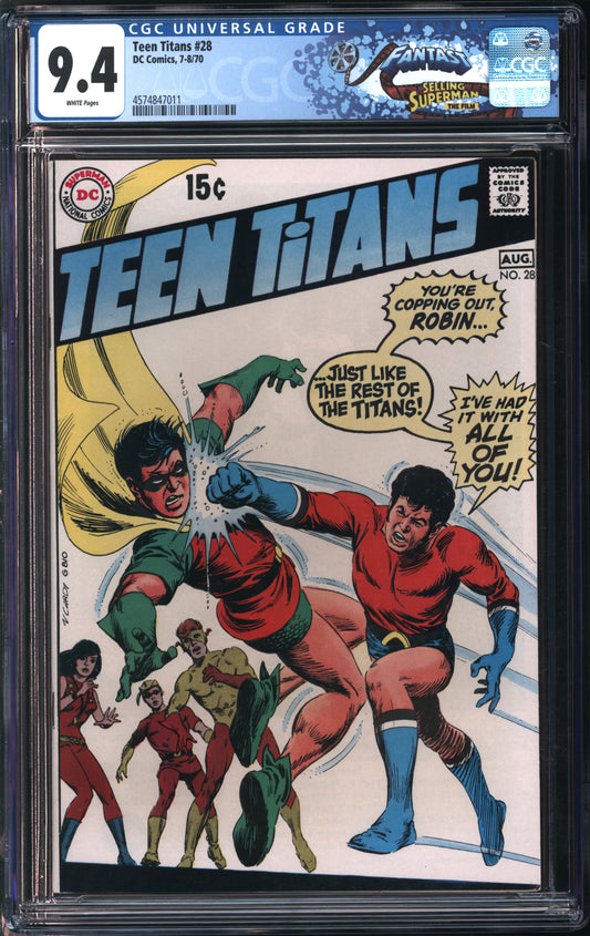 D.C. Comics Teen Titans #28 7-8/70 FANTAST CGC 9.4 White Pages