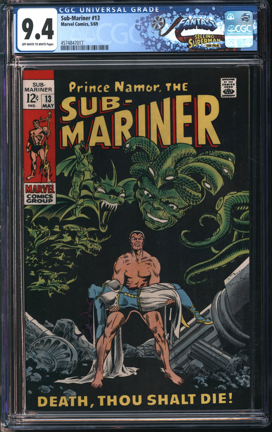 Marvel Comics Sub-Mariner #13 5/69 FANTAST CGC 9.4 Off-White to White Pages
