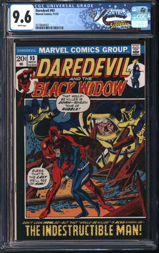 Marvel Comics Daredevil #93 11/72 FANTAST CGC 9.6 White Pages