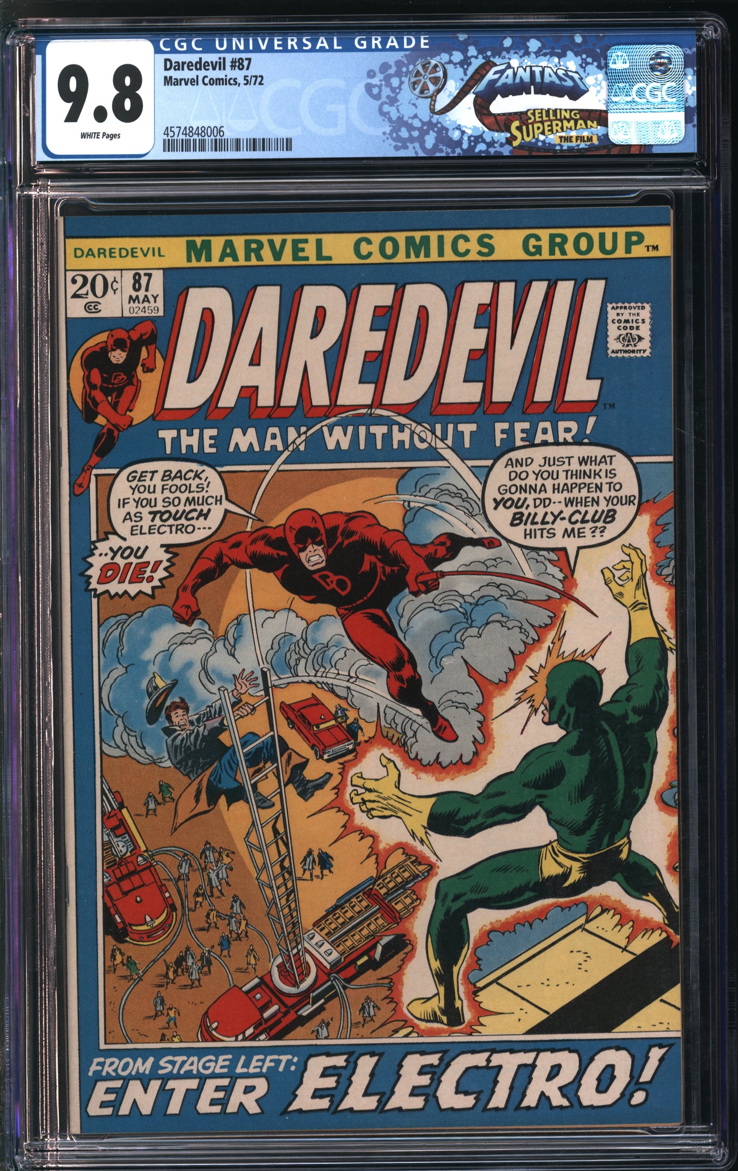 Marvel Comics Daredevil #87 5/72 FANTAST CGC 9.8 White Pages
