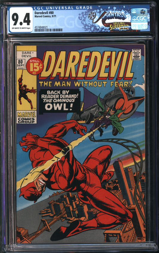 Marvel Comics Daredevil #80 9/71 FANTAST CGC 9.4 Off-White to White Pages